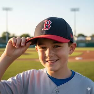 New Era Boston Red Sox Youth Hat MLB Baseball Cap Navy Blue 39THIRTY Stretch